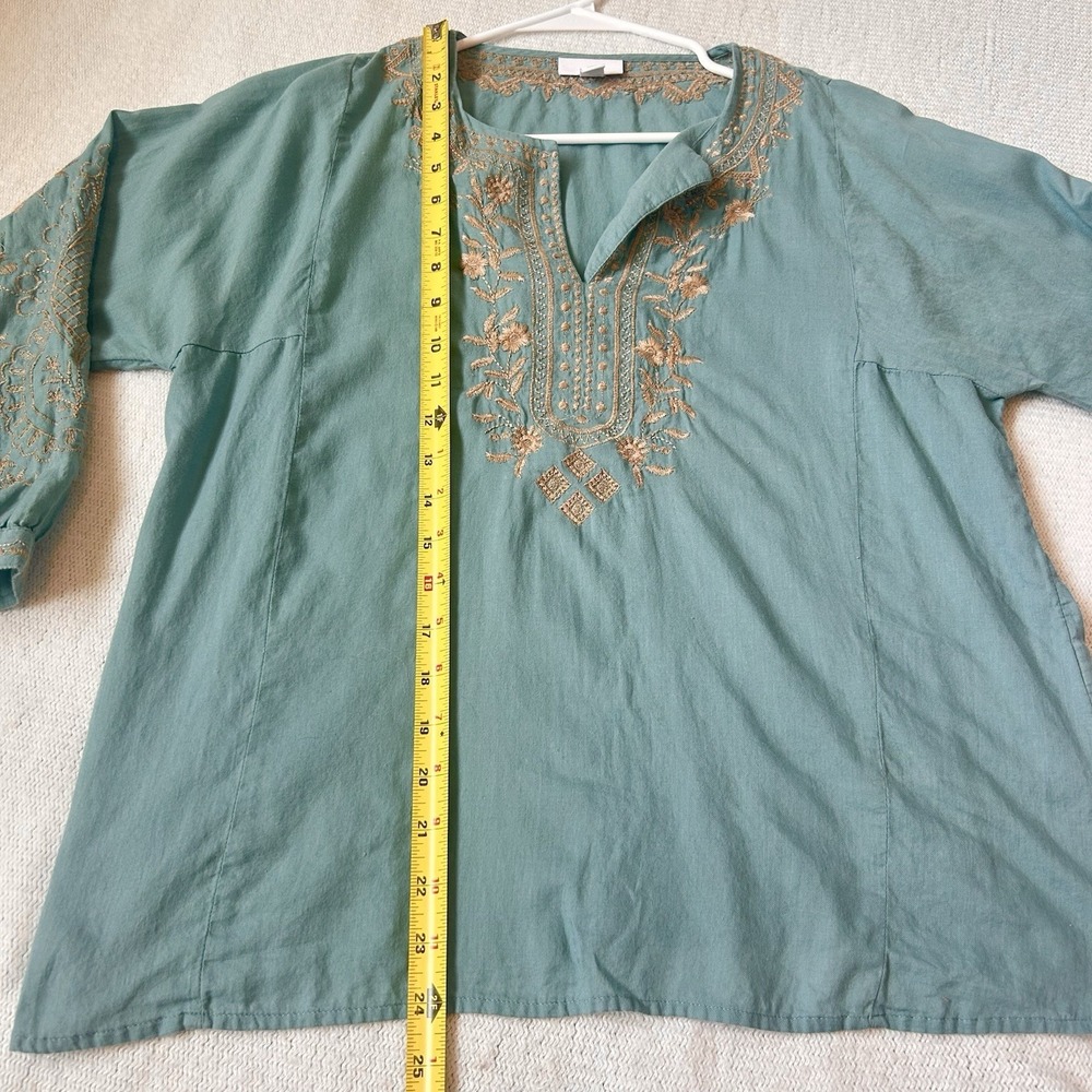 J Jill Embroidered Blouse Sz S Petite Floral 100% Cotton Lightweight Boho - Picture 10 of 13